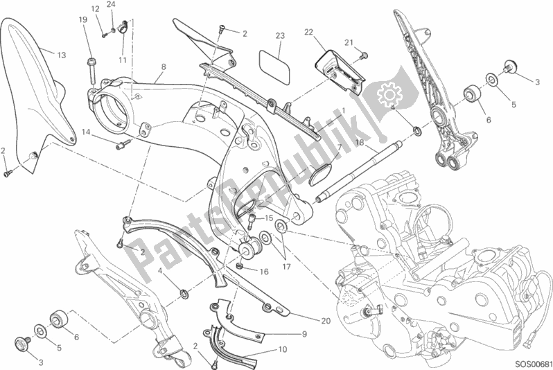 Todas as partes de 28a - Forcellone Posteriore do Ducati Hypermotard SP 821 2013